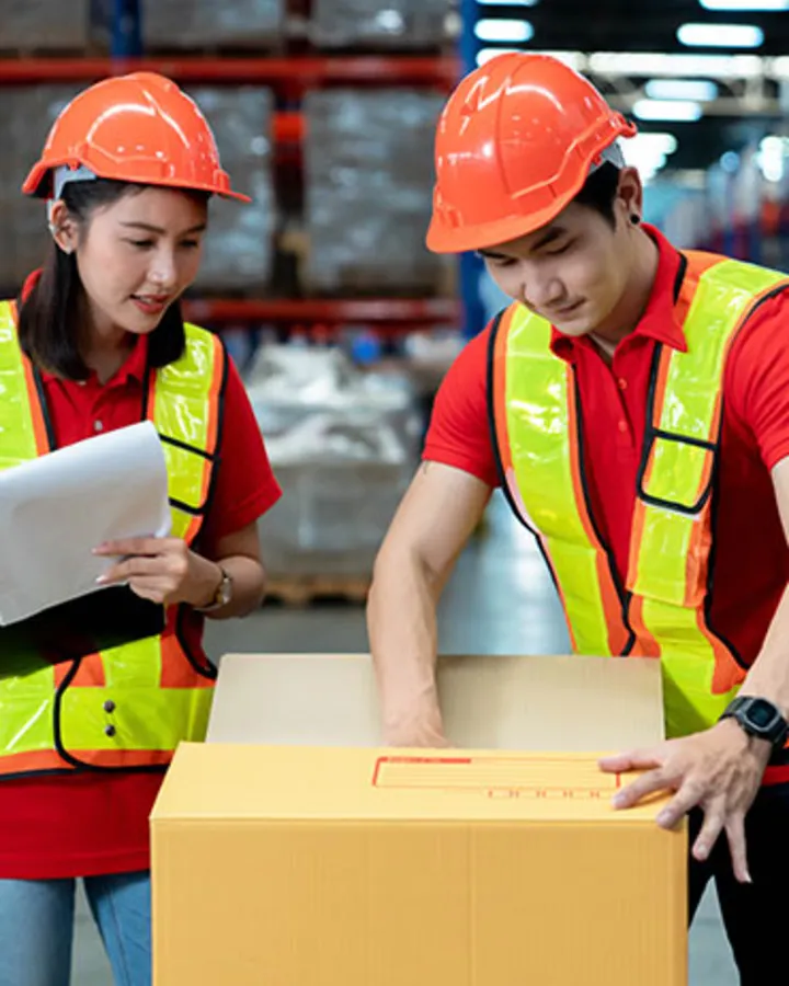 Logistics professionals coordinating cargo